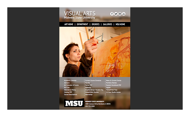 image visual arts website tablet vertical layout